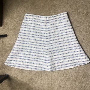 J. Crew High Waisted White, Blue & Gold Shimmer